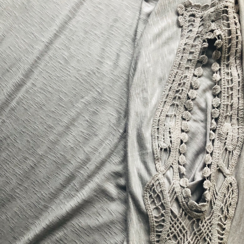 Cut out crochet grey silver top